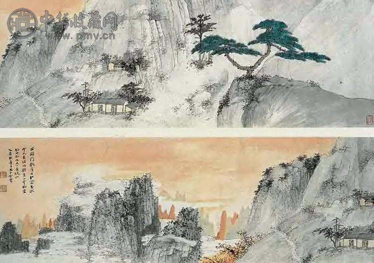 张善孖 1935年 黄山记游 手卷 设色纸本