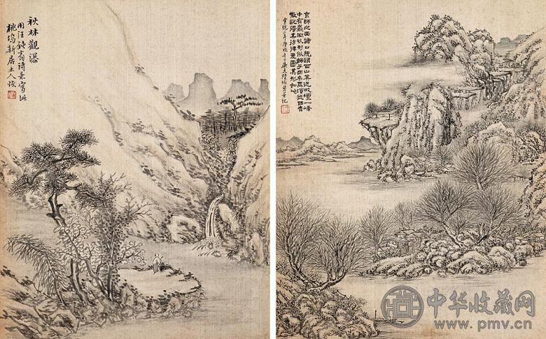 陆恢 宣统庚戌(1910年)作 山水 镜心 设色绢本