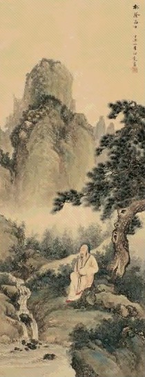 王心竟 丁丑(1937年)作 松荫高士图 立轴 设色纸本