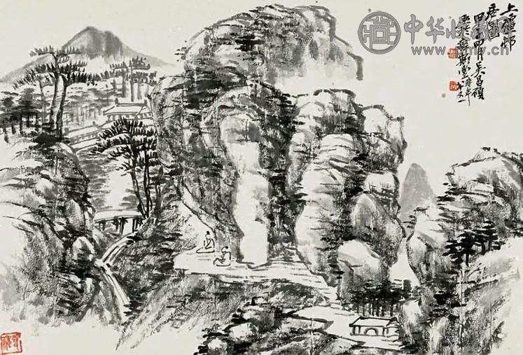 吴昌硕 甲子(1924年)作 上强邨居 立轴 水墨纸本