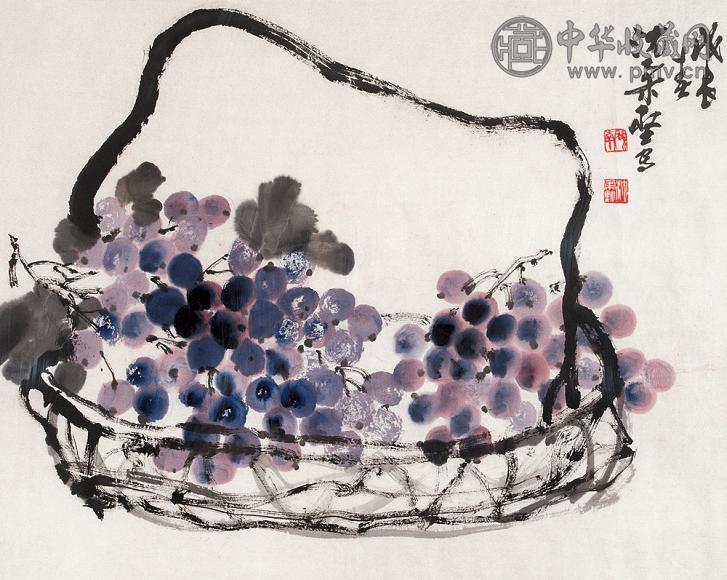 沈柔坚 1988年作 葡萄图 镜心 设色纸本