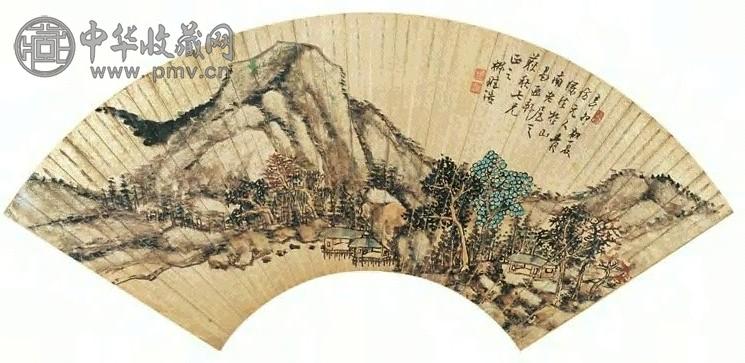 王学浩 山水 扇面 金笺