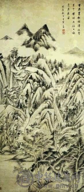 董其昌 山水 立轴 水墨纸本 收藏资讯|艺术家|书画家|书画名人|书法家-中华收藏网