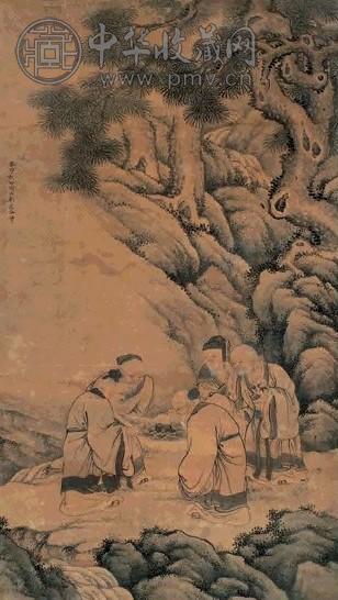 郑岱 陶品 1843年作 五老图 立轴 设色绢本