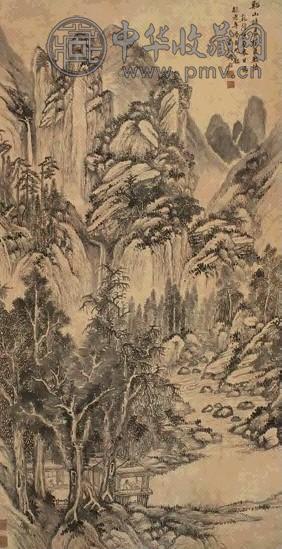 周耀 乾隆庚辰(1760年)作 溪山读易图 立轴 水墨纸本