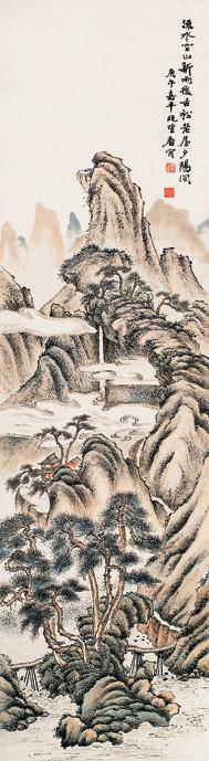 唐肯 空山新雨 立轴 设色纸本