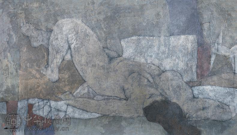 关玉良 2003年作 重彩人体 镜心 设色纸本