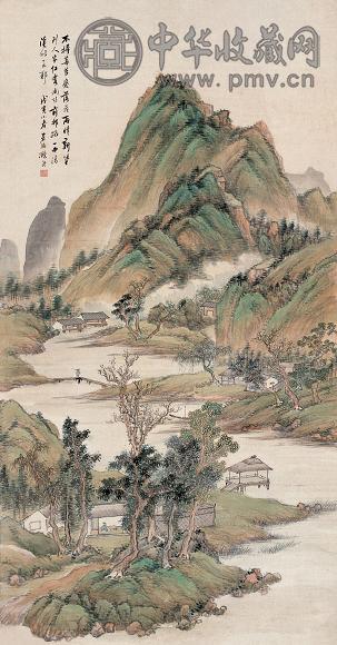 顾若波 戊寅(1878年)作 红霞新缘图 镜心 设色绢本