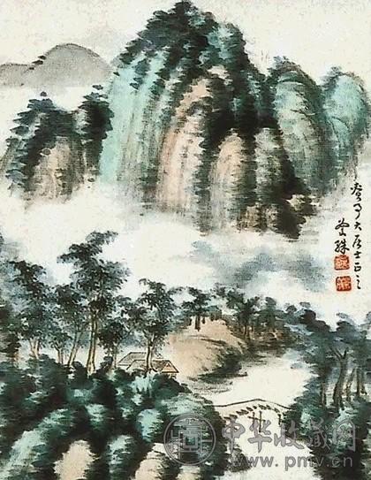 苏曼殊 山水 轴 纸本设色