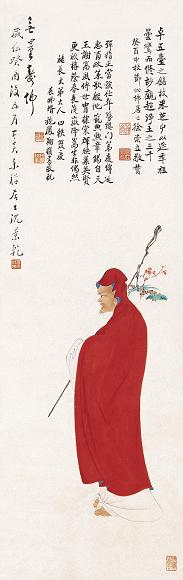 沈景干 1935年作 无量寿佛图 立轴 设色纸本