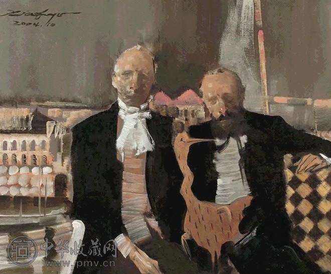 俞晓夫 2004年作 老朋友 油彩 画布 框