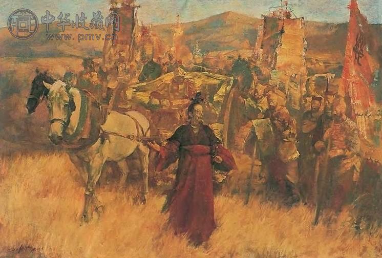 俞晓夫 1990年作 屈原赋诗送出征将士 布面