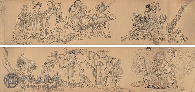 刘旦宅 送子天王图 手卷 水墨纸本