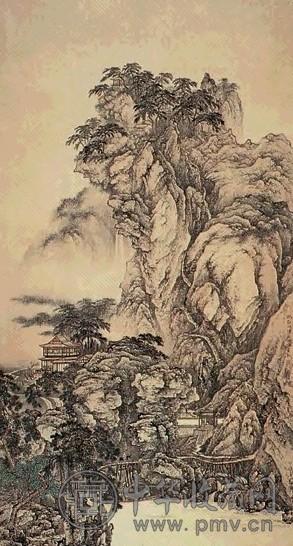 陈少梅 仿郭熙山水 立轴 设色纸本