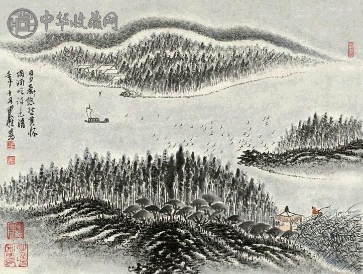 沈明权 桃源诗意 镜心 设色纸本