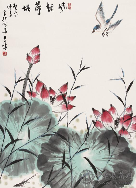 吴休 荷花 立轴 纸本