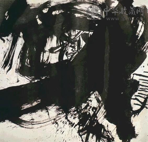 1961年 丁雄泉 黑色抽象 画布