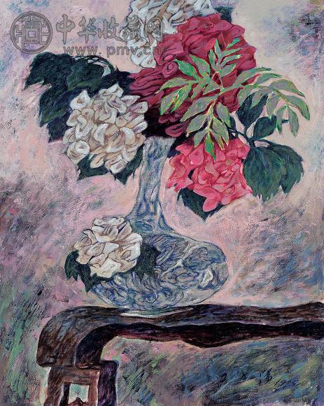 汤集祥 1995年作 古瓶古几系列 布面油画