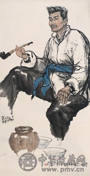 施大畏 1987年作 写生人物图 镜心 设色纸本