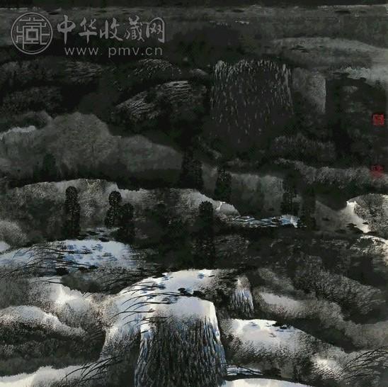 卢禹舜 雪景山水 镜心 设色纸本
