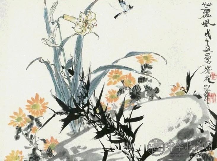 魏隐儒 花卉 扇面 纸本