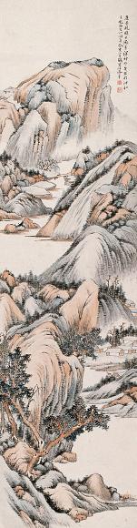 汪洛年 1923年作 山水 立轴 设色纸本