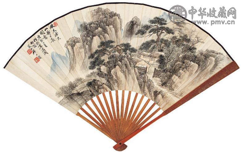 祁大夔 山静日长图 成扇