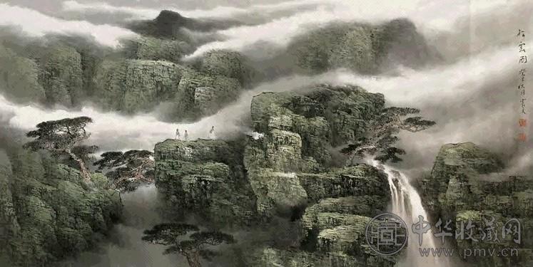 乐震文 2003年作 松云图 镜心 设色纸本