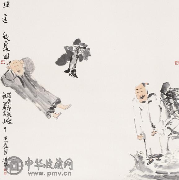 刘进安 2004年作 逍遥秋夏图 立轴 纸本