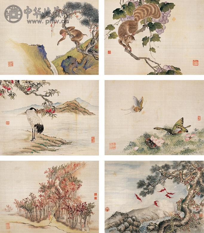 罗朝汉 孙云 罗泽霖等 壬申(1932年)作 山水 花鸟 册页 绢本