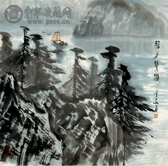 苗重安 山水 镜心 设色纸本