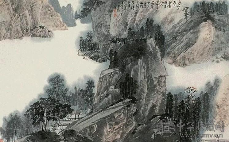 江兆申 1987年作 溪堂清话 立轴 设色纸本