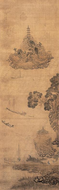 陈范 山水 立轴 设色绢本