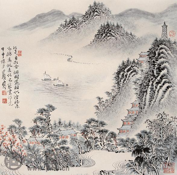 沈明权 杜甫诗意图 镜心 设色纸本