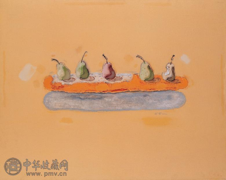 陈淑霞 2002年 五个梨 布面 油画
