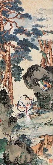 徐燕荪 草圣观舞图 立轴 设色纸本