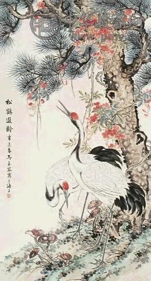 马孟容 槐鹤遐龄 轴