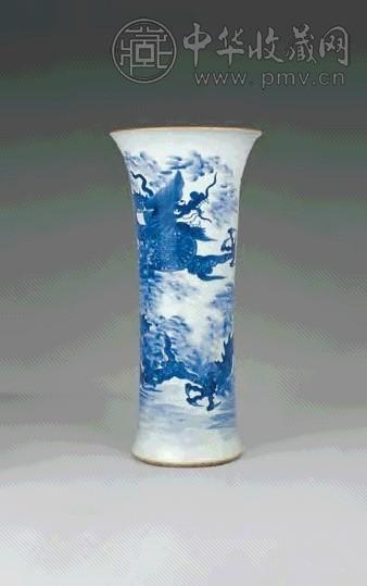 清顺治 青花龙纹花觚