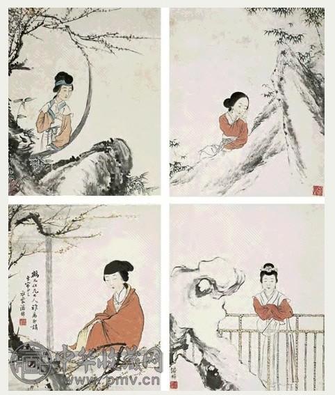 清 潘锦 仕女 册页(10开)