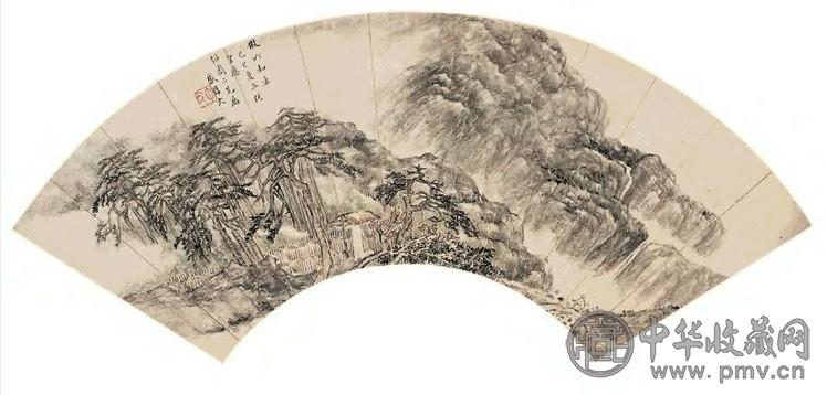 清 盛惇大 柴门松径 扇面