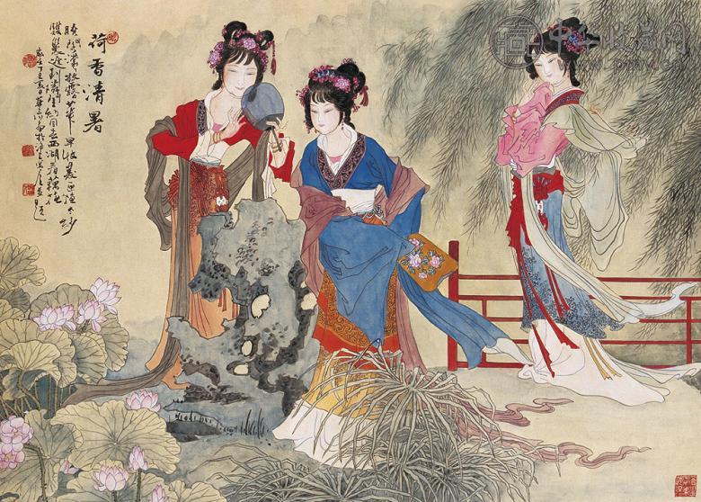 华三川 1997年作 荷香清暑 立轴 设色纸本