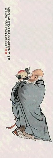 杨渭泉 1937年作 献寿图 立轴 设色纸本