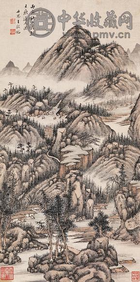 王敬铭 丙寅(1686年)作 秋山幽居图 立轴 设色纸本