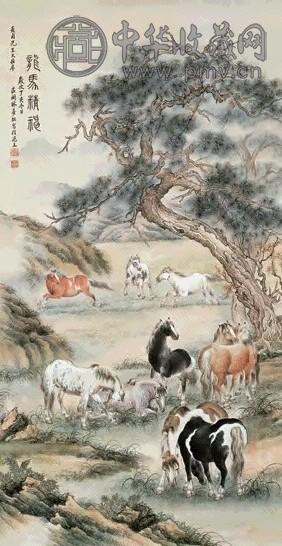林梦松 1947年作 龙马精神 立轴 设色纸本