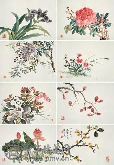 丁慕冰 1947年作 杂花图册 册页(16开) 设色册本