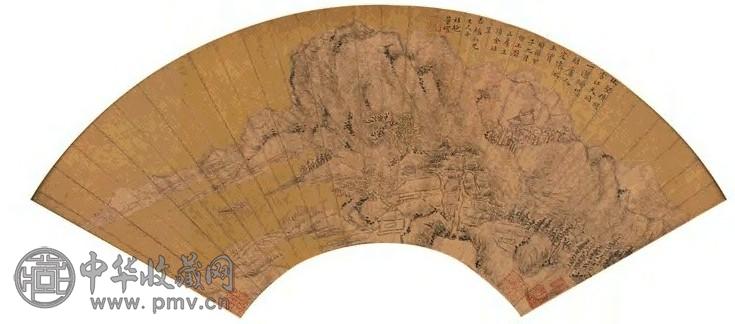 董耀 山水 扇面 设色绢本