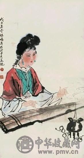 陆鸿年 仕女 立轴 设色