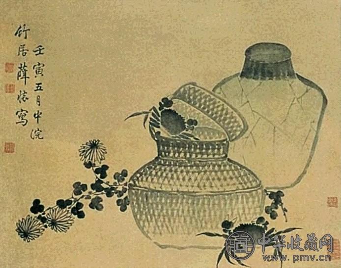 薛怀 秋蟹图 轴