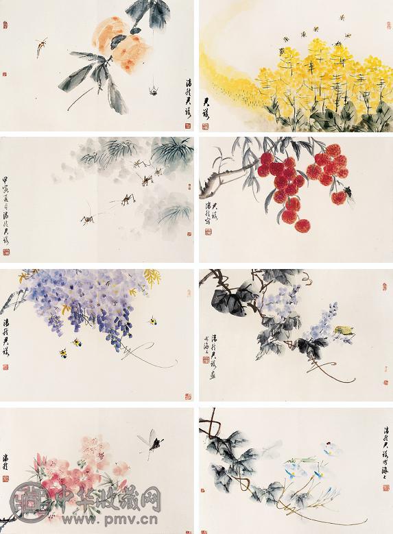 潘君诺 花虫 册页 设色纸本