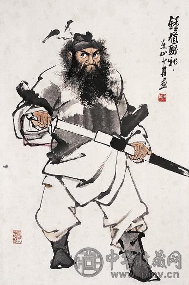 林少丹 钟馗驱邪 镜心 设色纸本